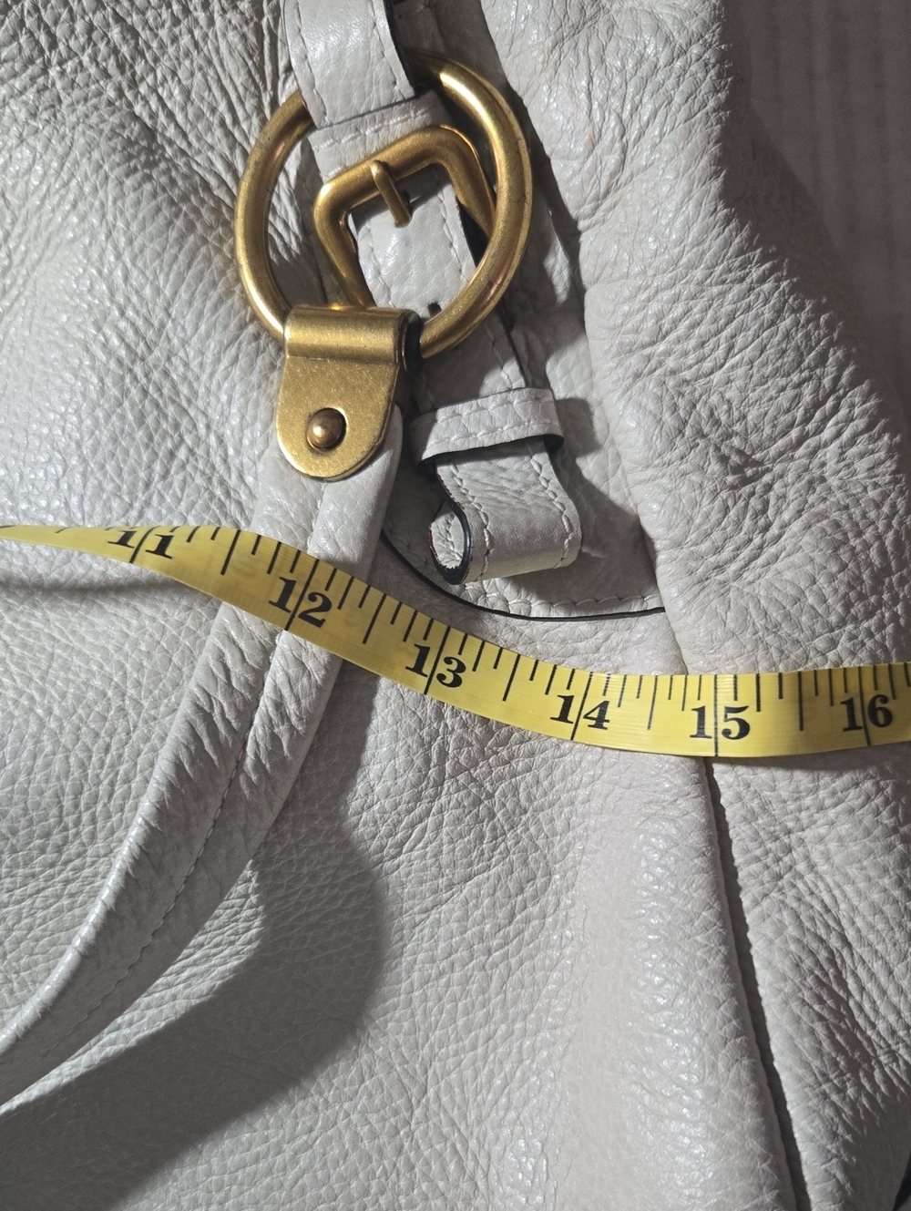 Prada Cream Leather Shoulder Bag with Gold-Tone Hardware - Picture 11 of 16